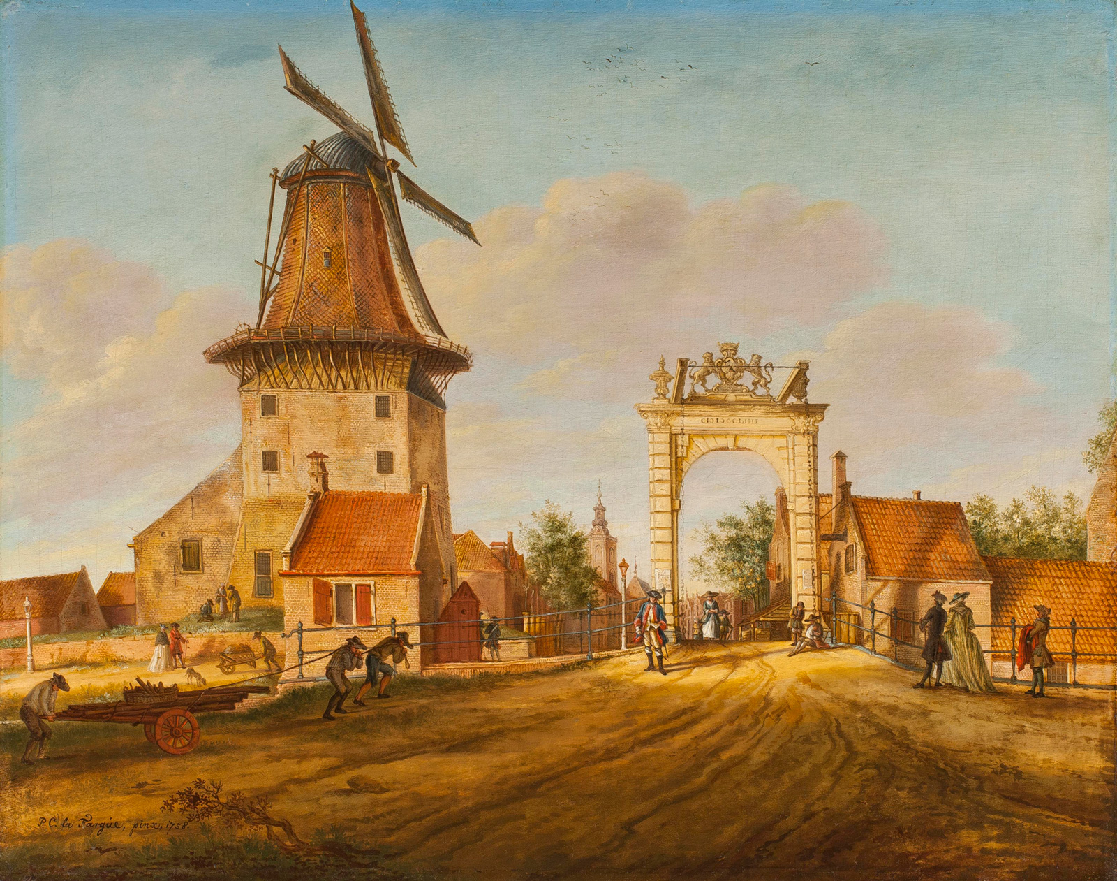 Paulus Constantijn La Fargue, A View of the Loosduinsebrug, The Hague with the Heeremolen (Gentleman's Mill) to the left - Rafael Valls