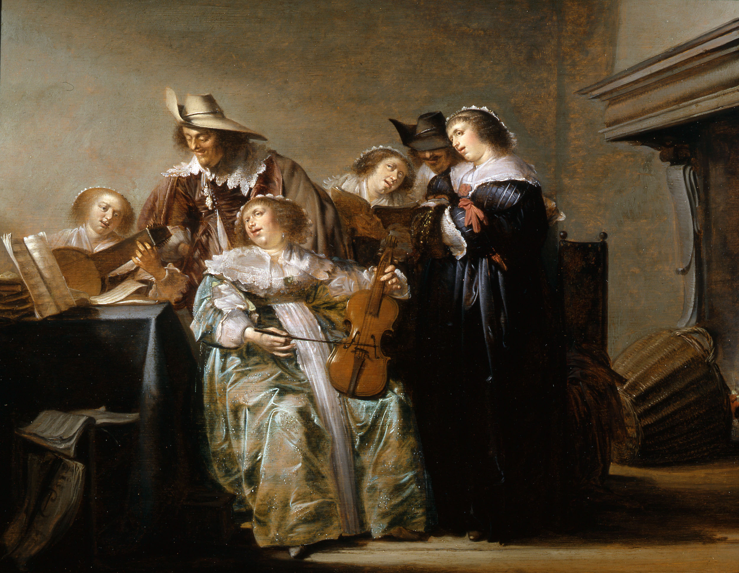 Pieter Jacobsz Codde, An elegant Concert in an Interior by a Fireplace - Rafael Valls