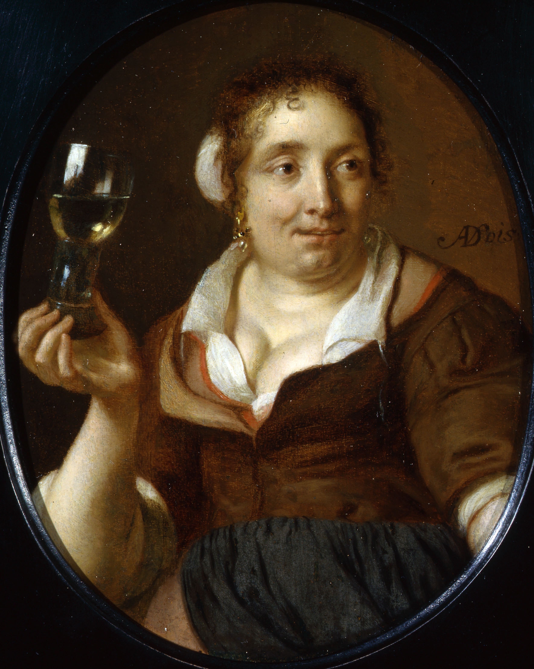 Ary de Vois, A Peasant Woman holding a Glass of Wine - Rafael Valls