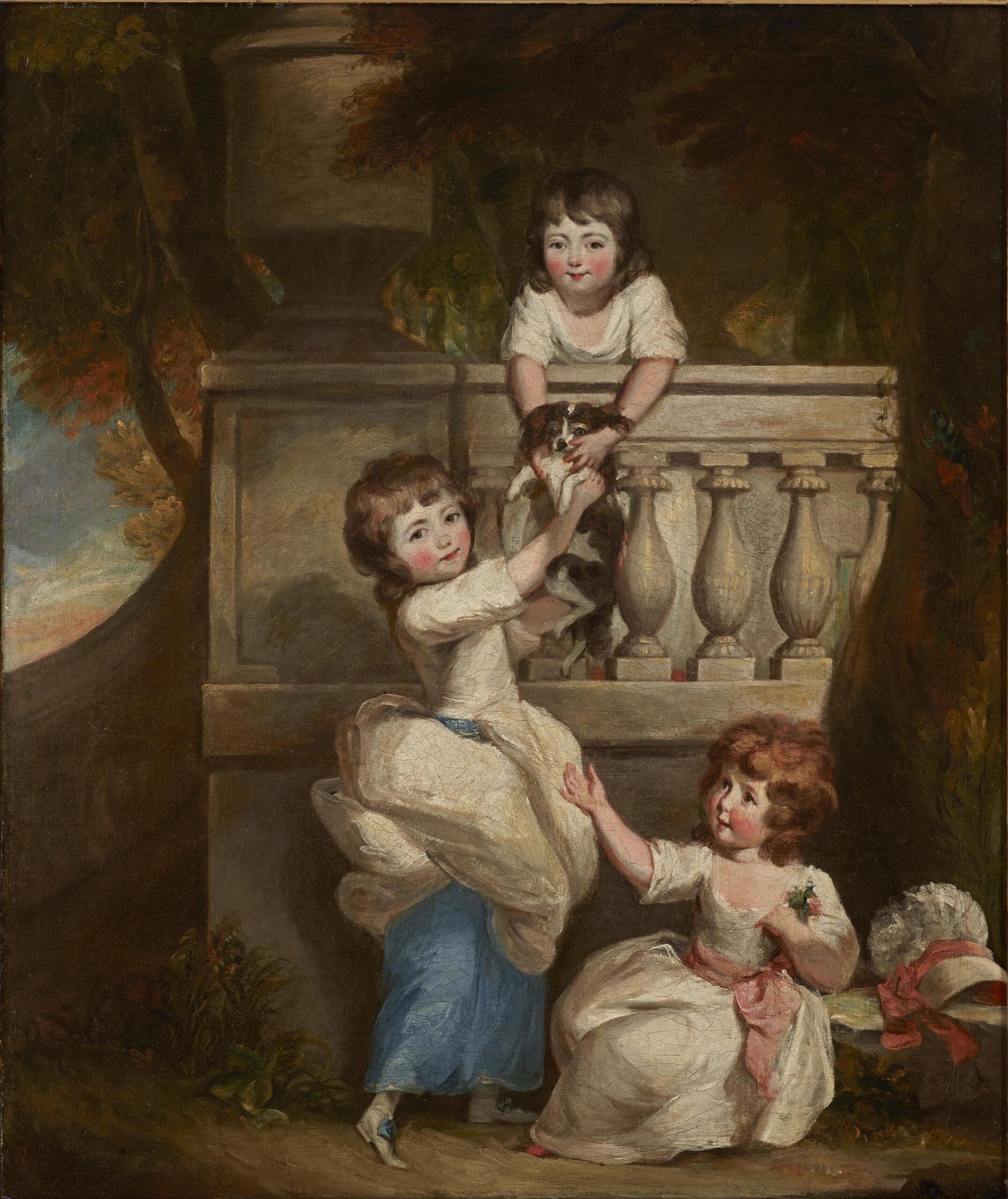 Daniel Gardner, The Suckling Children playing with a Spaniel by a Balustrade - Rafael Valls