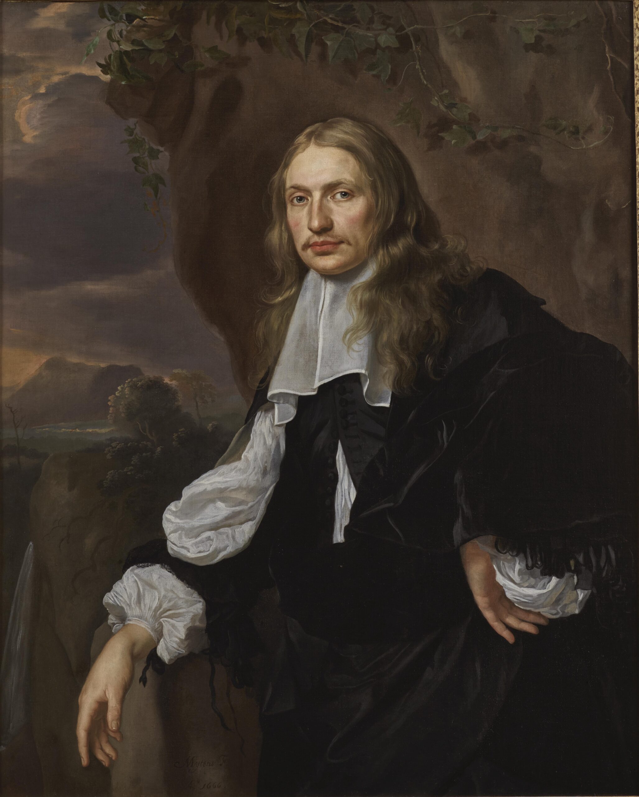 Jan Mytens, A Portrait of a Gentleman standing before a Cliff with one Arm on his Hip - Rafael Valls