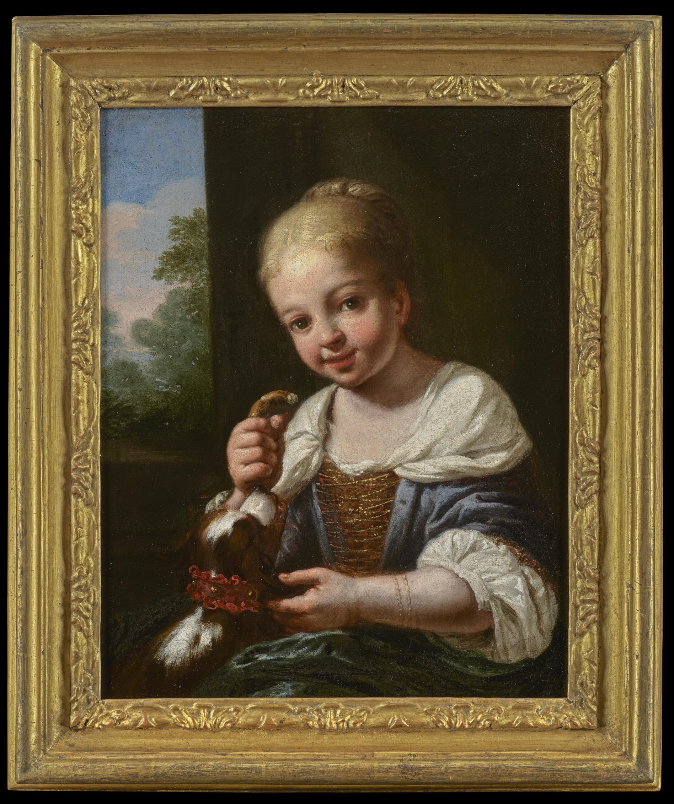 Antonio Amorosi, A Portrait of a young Girl with a Spaniel - Rafael Valls