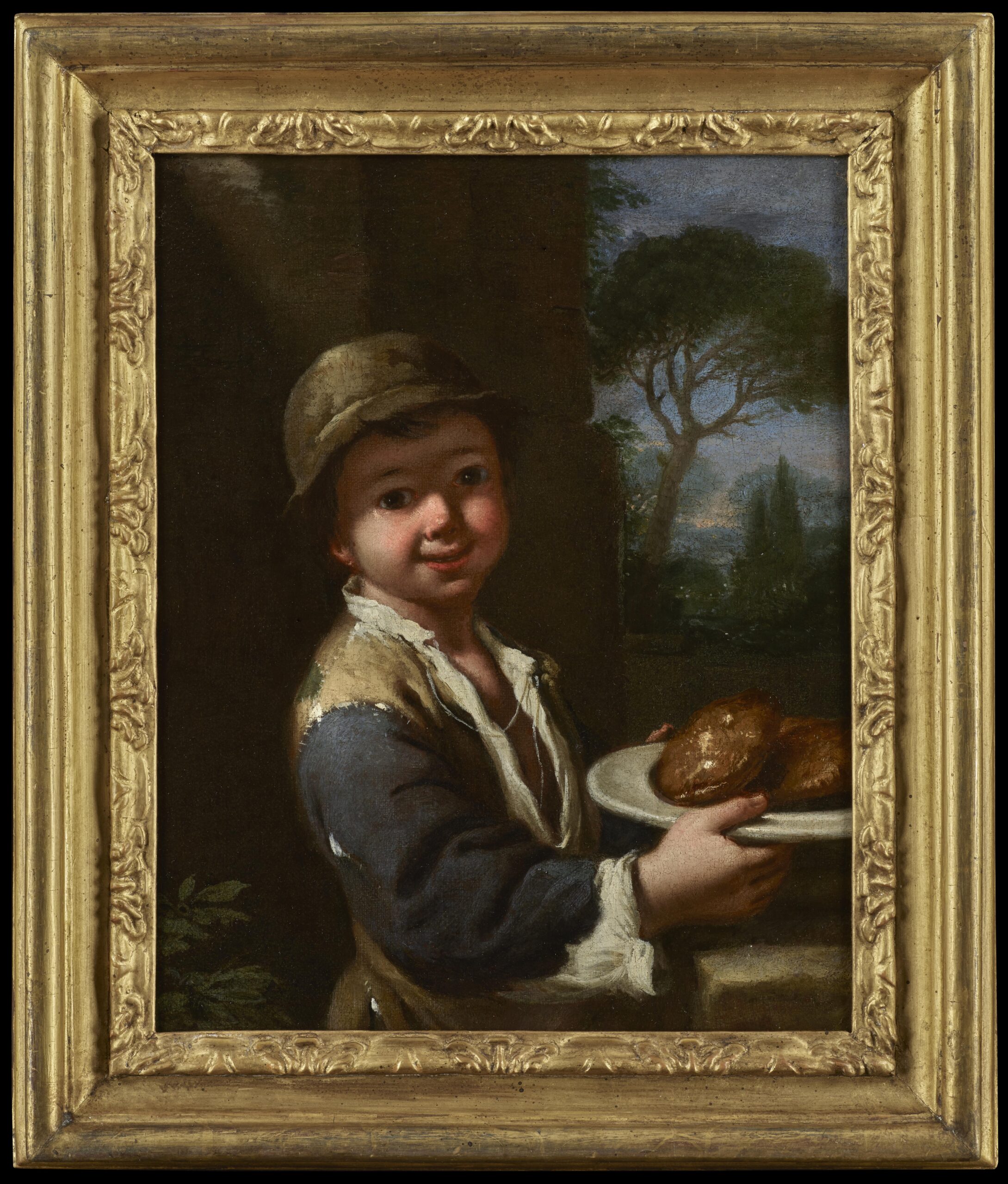Antonio Amorosi, A Portrait of a young Boy with a Plate of Pies, a Landscape glimpsed through a Window - Rafael Valls