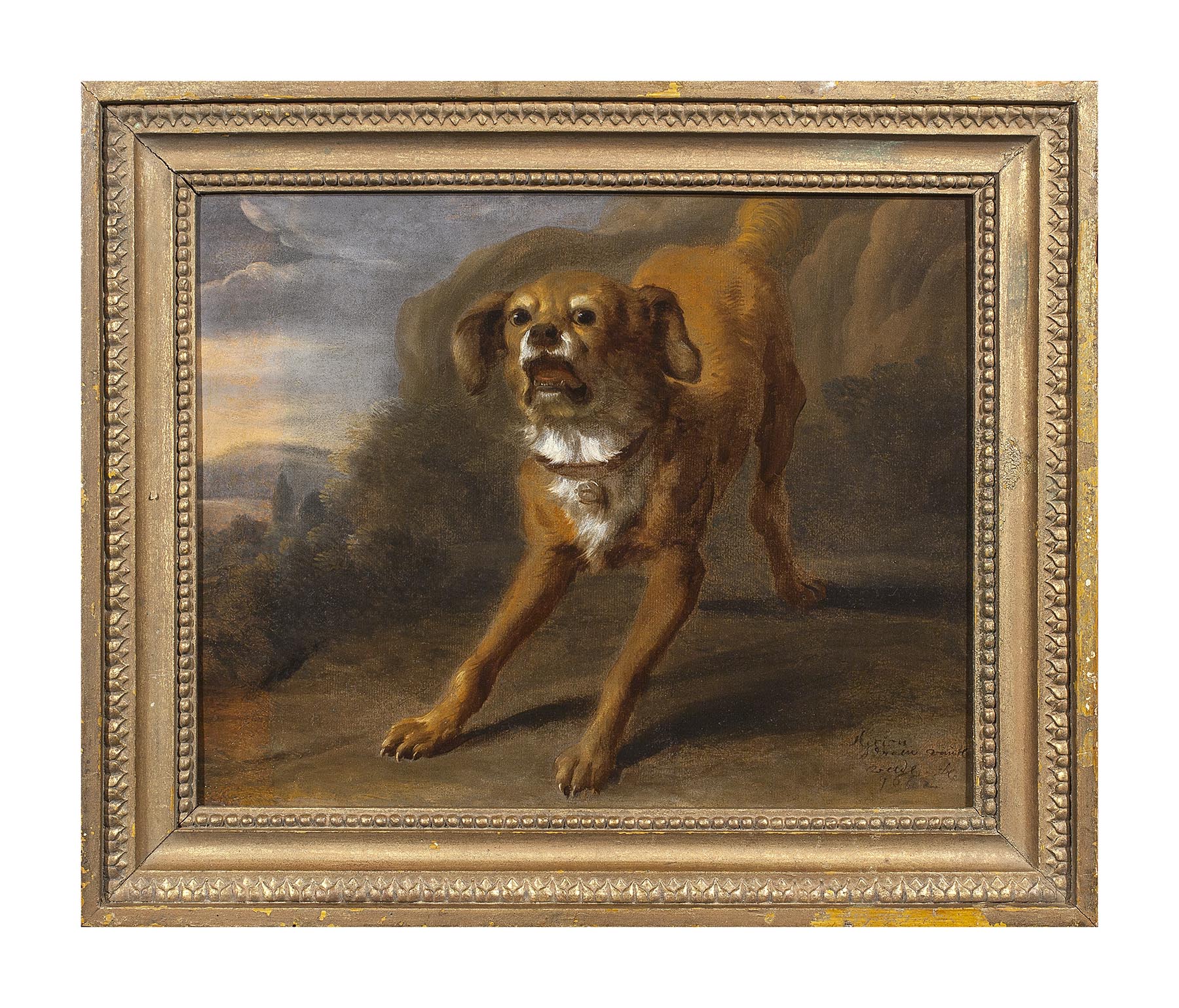 Attributed to Adriaen van de Velde, A barking Dog in a Landscape - Rafael Valls