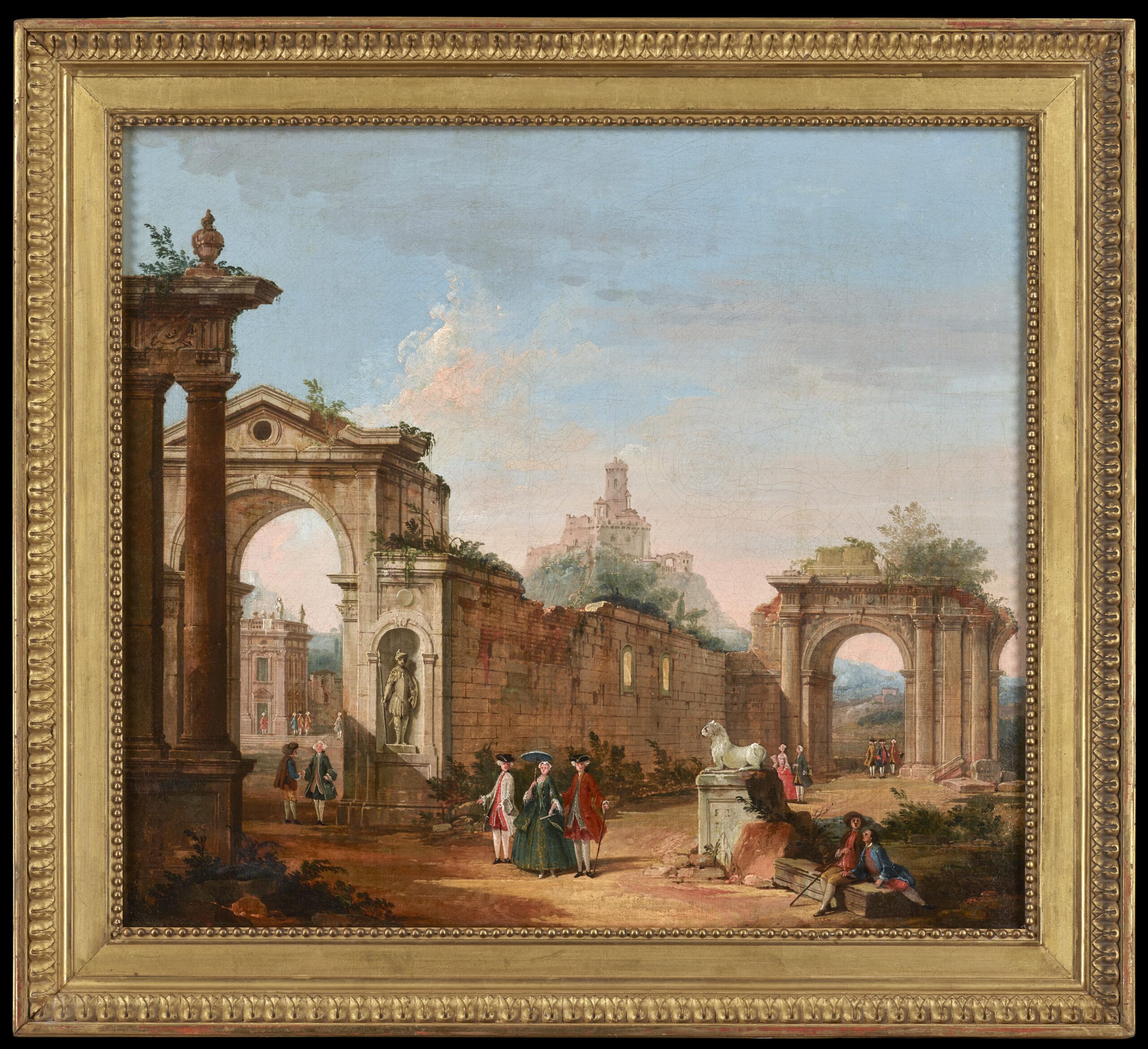 Francesco Battaglioli, An Architectural Capriccio with Elegant Figures - Rafael Valls