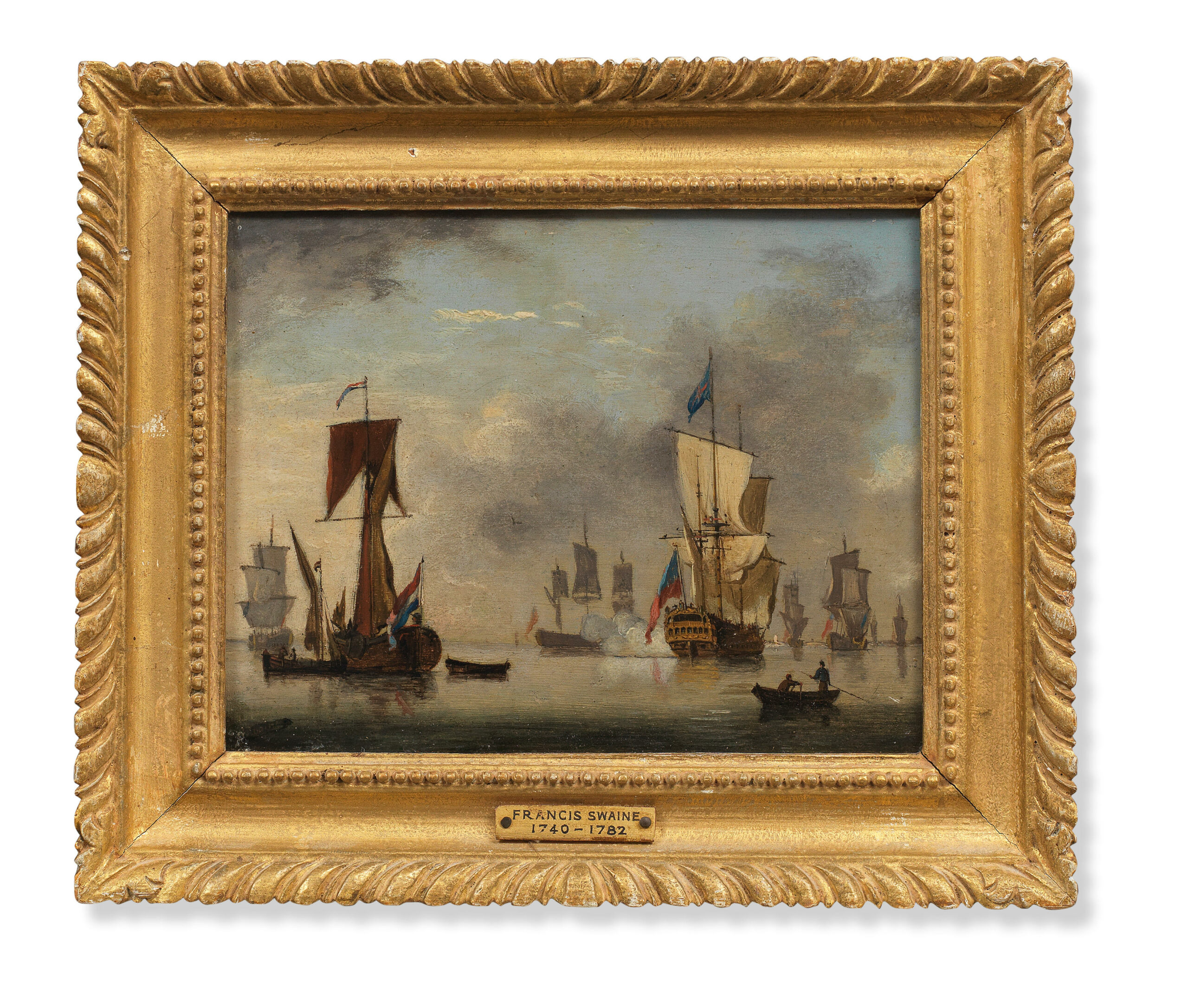Francis Swaine, Shipping in calm Waters, a Flagship firing a salute - Rafael Valls