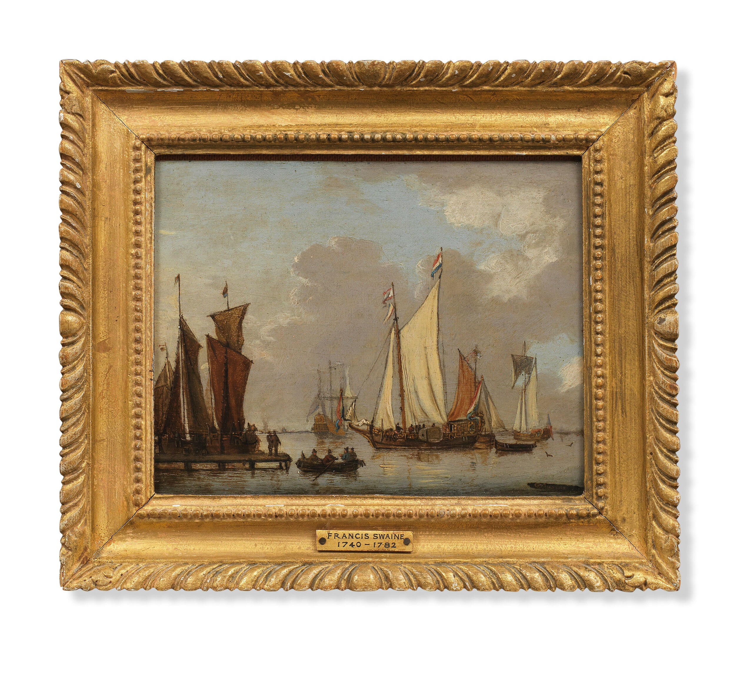 Francis Swaine, Shipping in calm Waters, with a Jetty in the Foreground - Rafael Valls