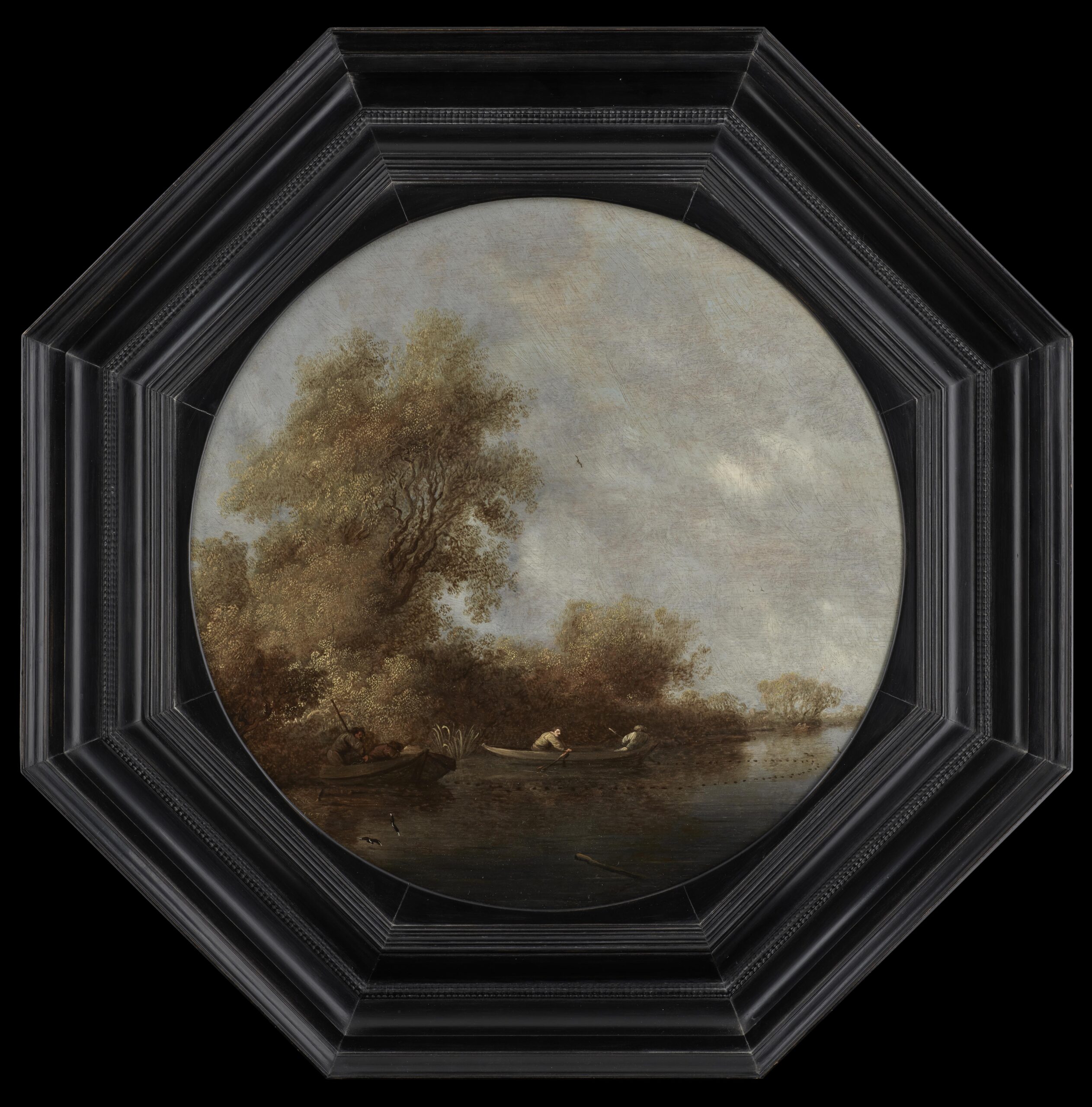 Salomon van Ruysdael, A River Landscape, with Figures in Boats casting a Fishing Net - Rafael Valls