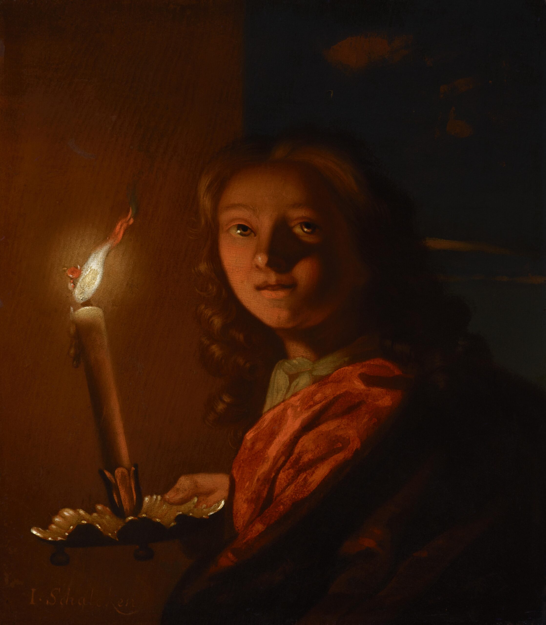 Jacob Schalcken, A young Boy with a Candleholder and Candle in his Hand - Rafael Valls