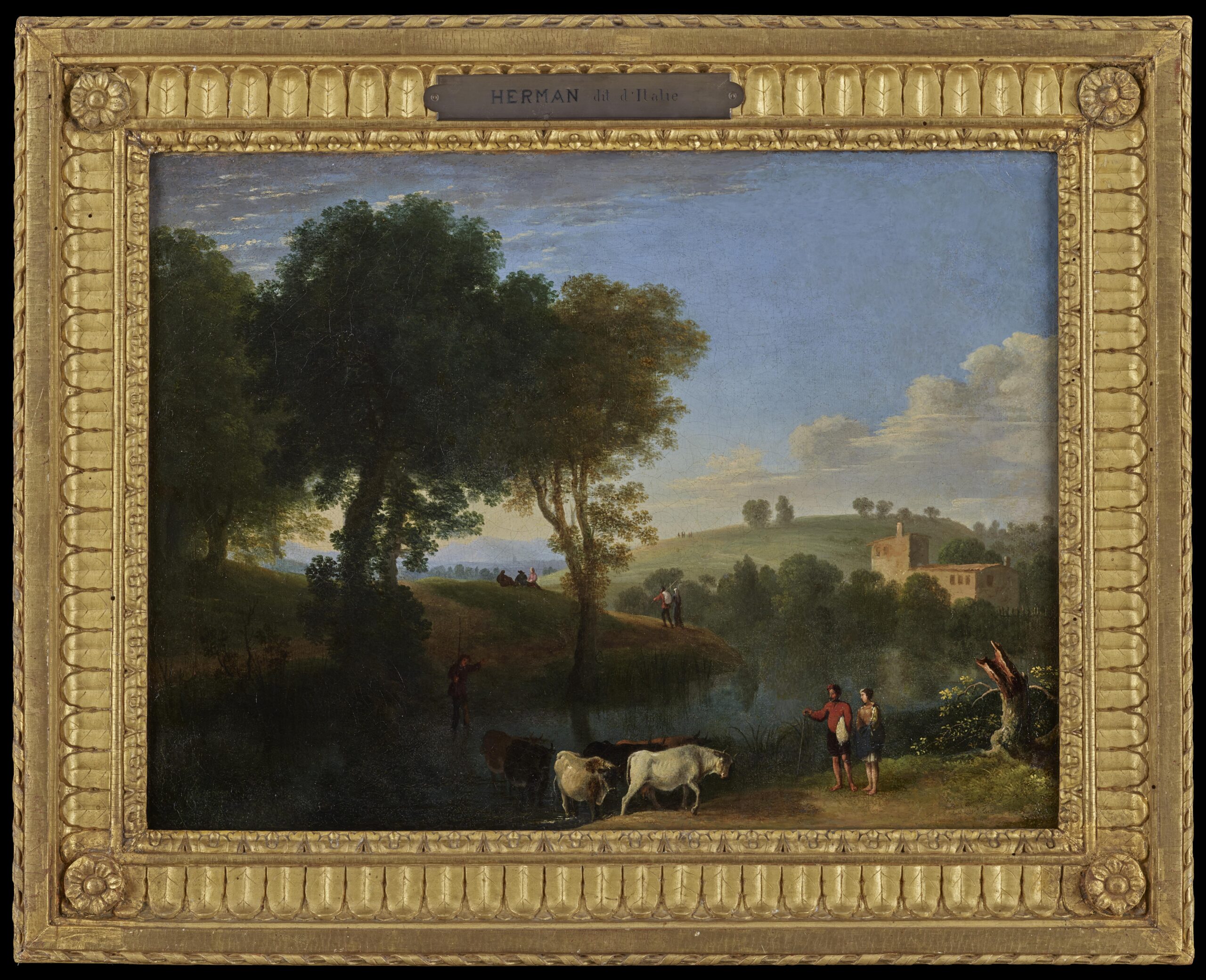 Herman Van Swanevelt, A Landscape with Shepherds and Cows fording a River - Rafael Valls