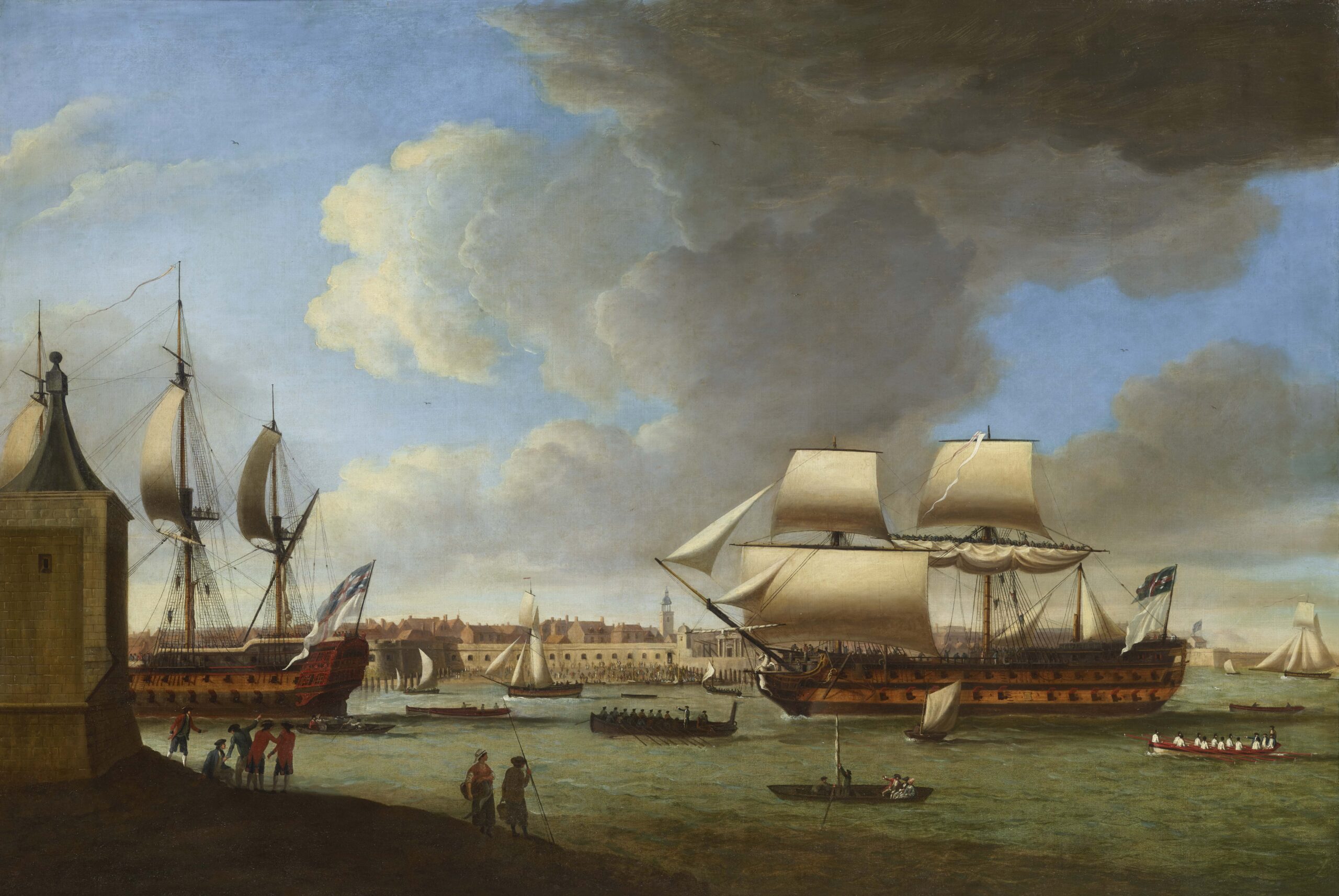 Dominic Serres, The Foudroyant, commanded by Sir John Jervis, bringing the Pégase into Portsmouth Harbour - Rafael Valls