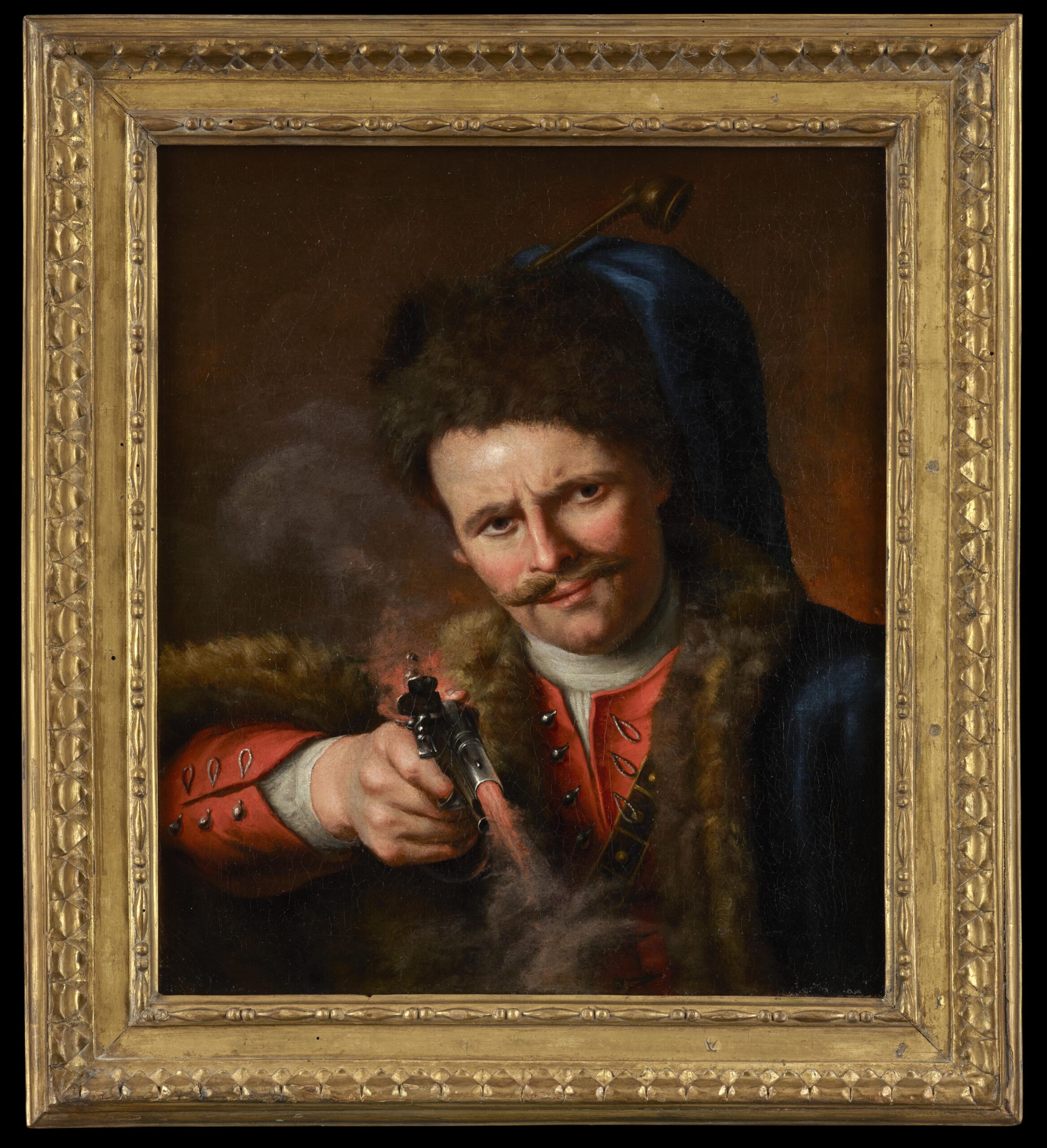 Gottfried Eichler the Elder, A Portrait of a Hussar pointing and firing his Pistol - Rafael Valls